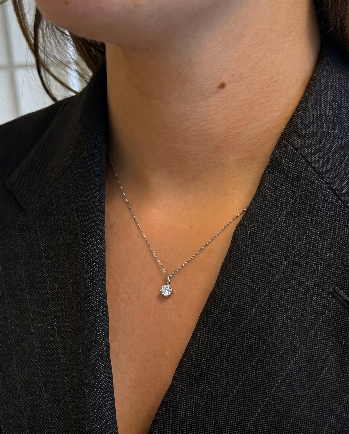 Solitaire Diamond Pendant - 14K White Gold (0.70 ct.)