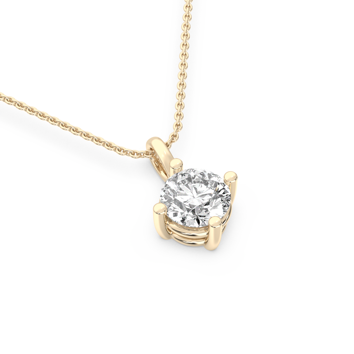 Solitaire Lab-grown Diamond Pendant - 14K Yellow Gold (1 ct.)