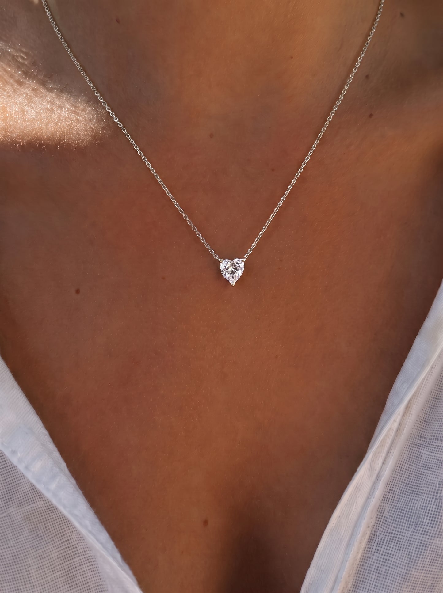 Heart-Cut Lab-grown Diamond Necklace - 14K White Gold (2 ct.)