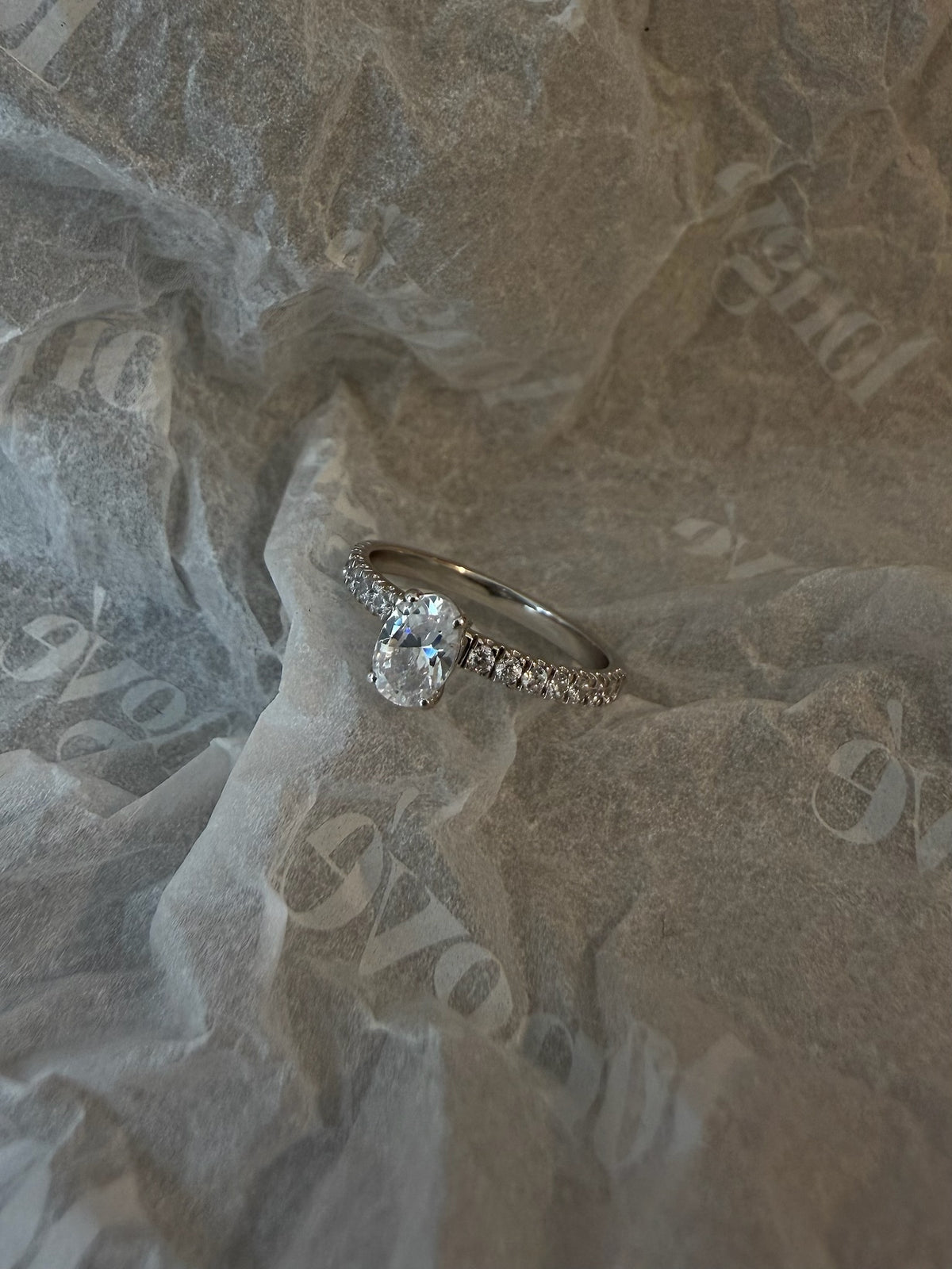 Oval Pavé Solitaire Diamond Ring - 14K White Gold (0.72 ct.)