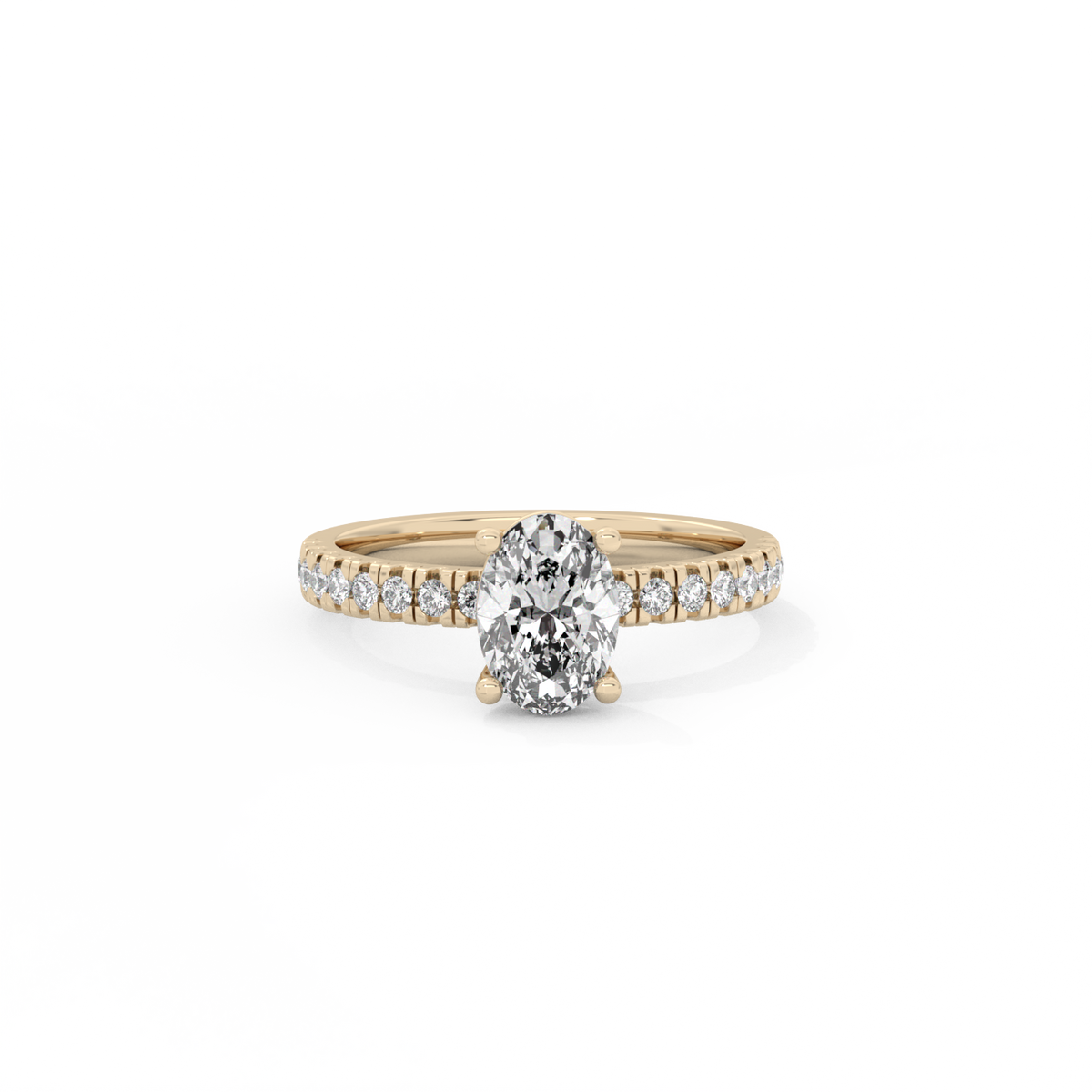 Oval Pavé Solitaire Diamond Ring - 14K Yellow Gold (1.22 ct.)
