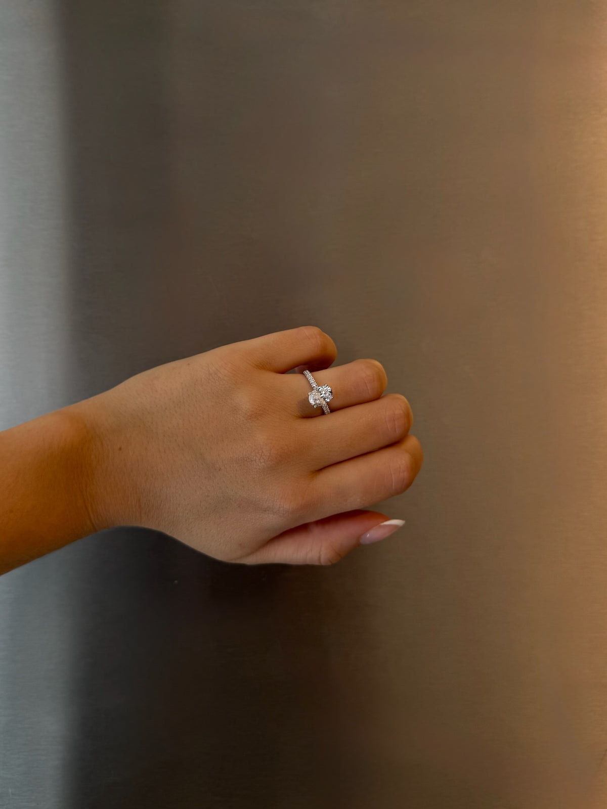 Oval Pavé Solitaire Diamond Ring - 14K White Gold (1.72 ct.)