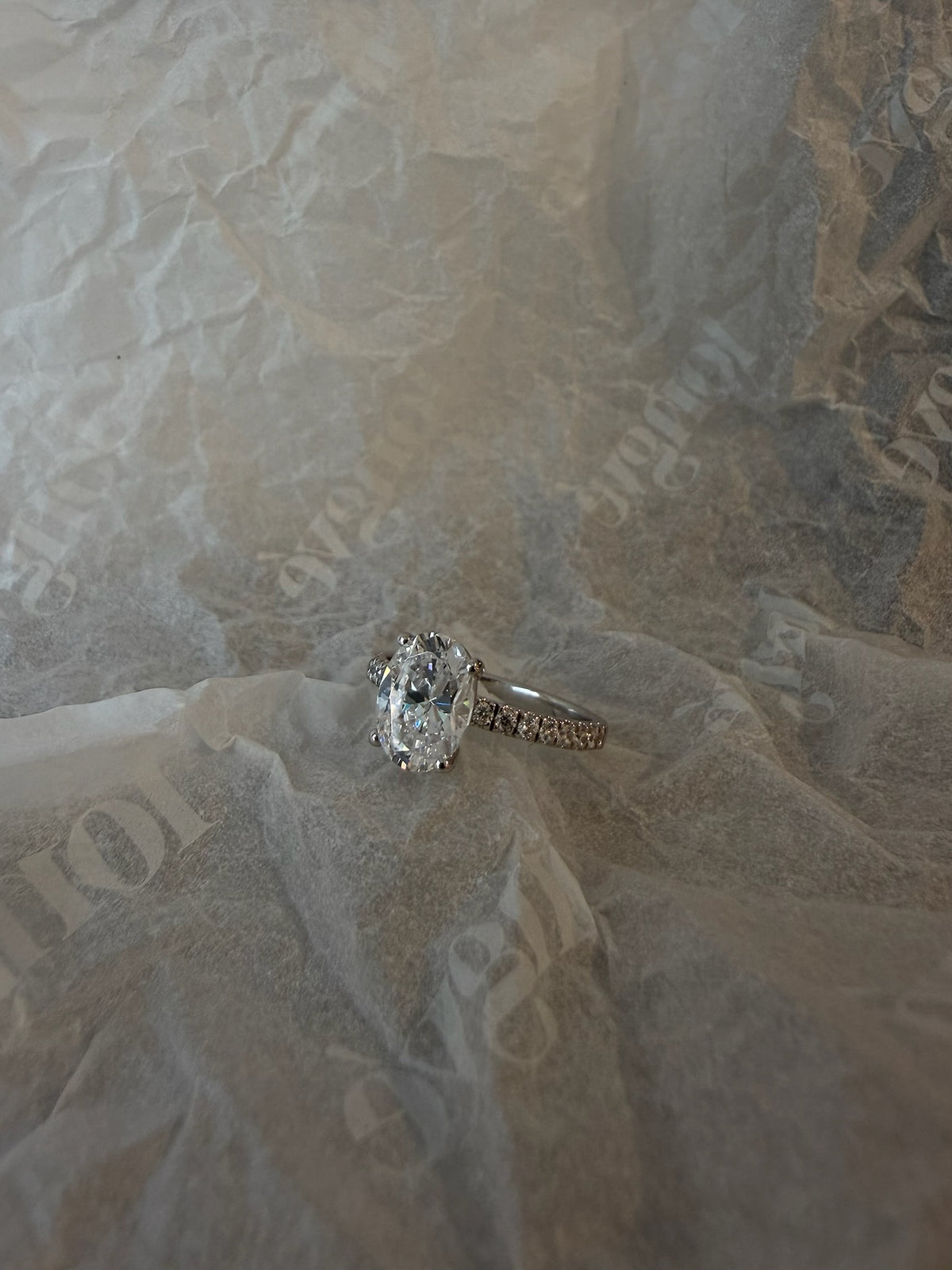 Oval Pavé Solitaire Diamond Ring - 14K White Gold (1.72 ct.)