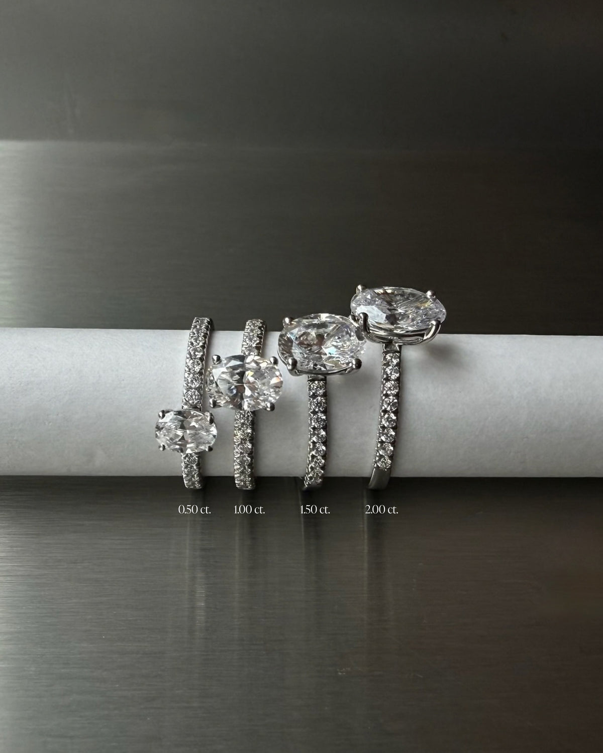 Oval Pavé Solitaire Diamond Ring - 14K White Gold (0.72 ct.)