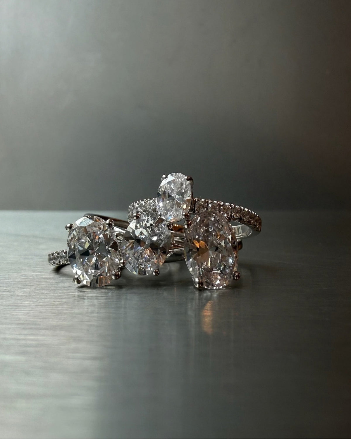 Oval Pavé Solitaire Diamond Ring - 14K White Gold (0.72 ct.)
