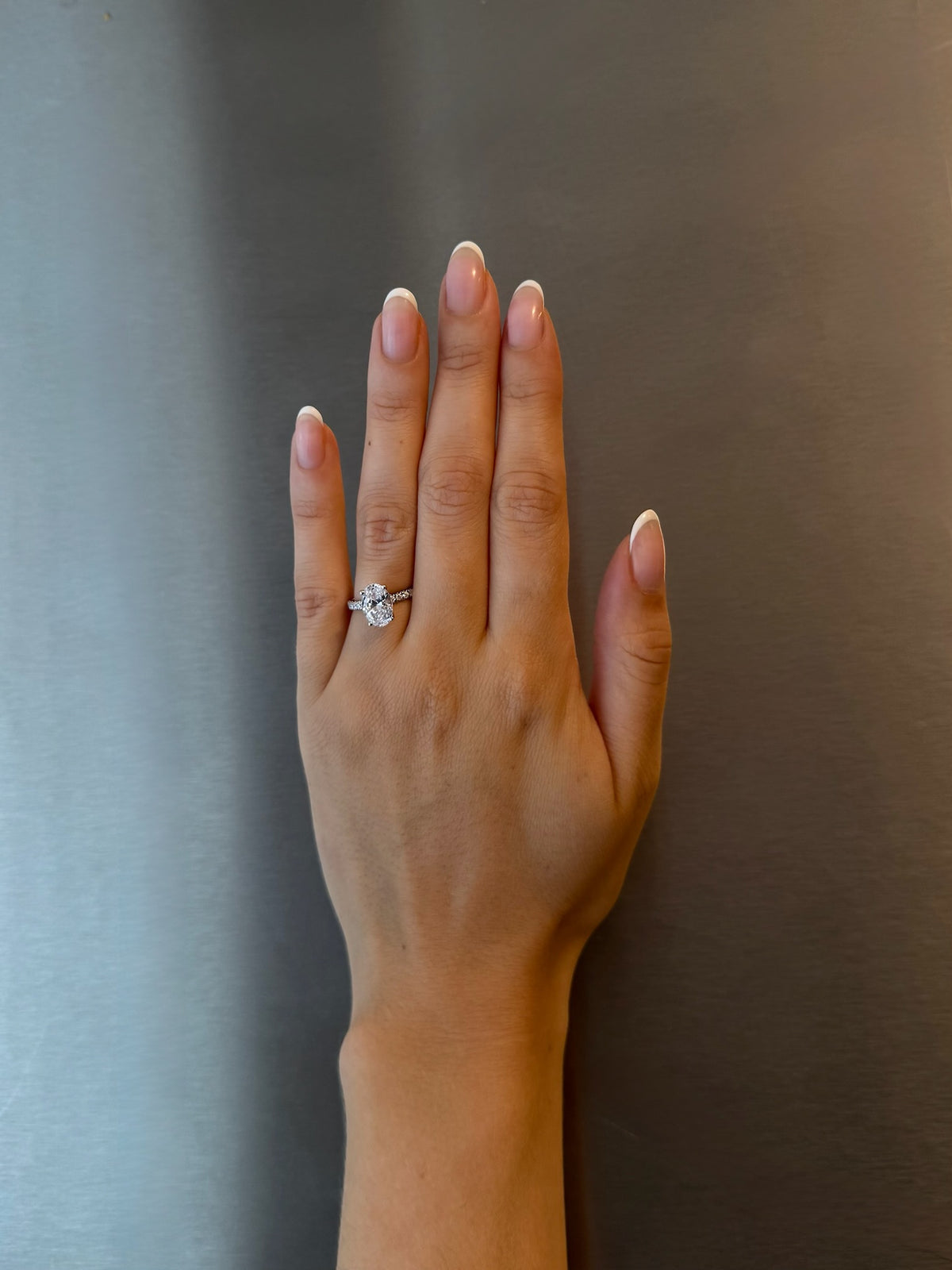 Oval Pavé Solitaire Diamond Ring - 14K White Gold (2.22 ct.)
