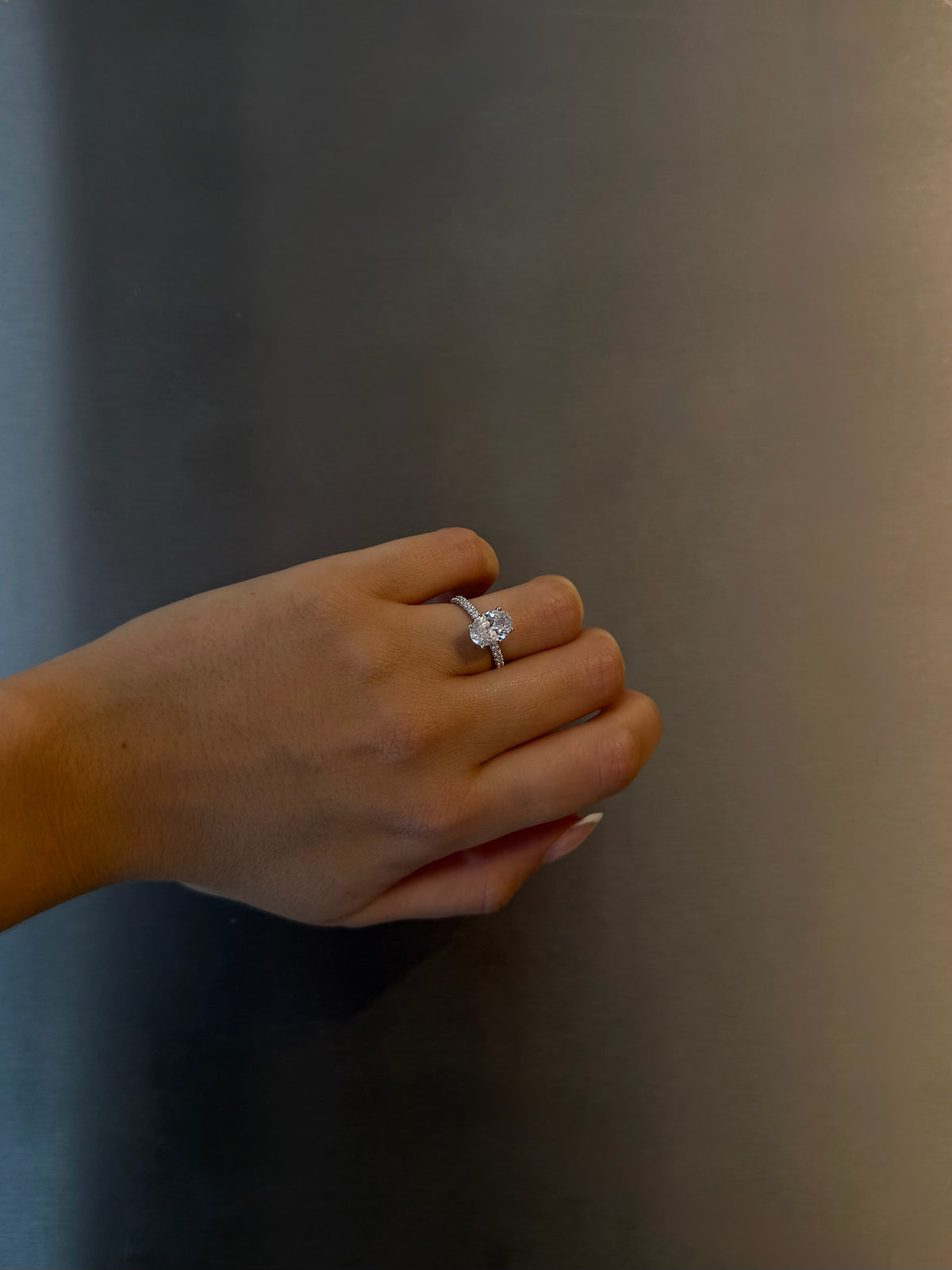 Oval Pavé Solitaire Diamond Ring - 14K White Gold (2.22 ct.)