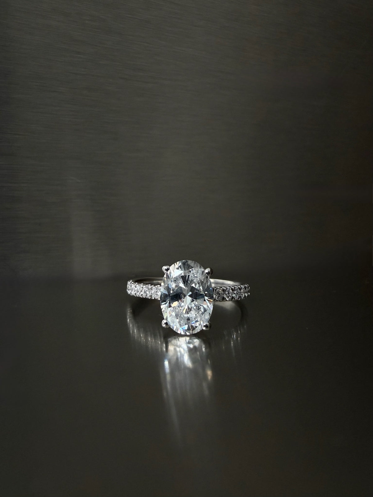 Oval Pavé Solitaire Diamond Ring - 14K White Gold (2.22 ct.)