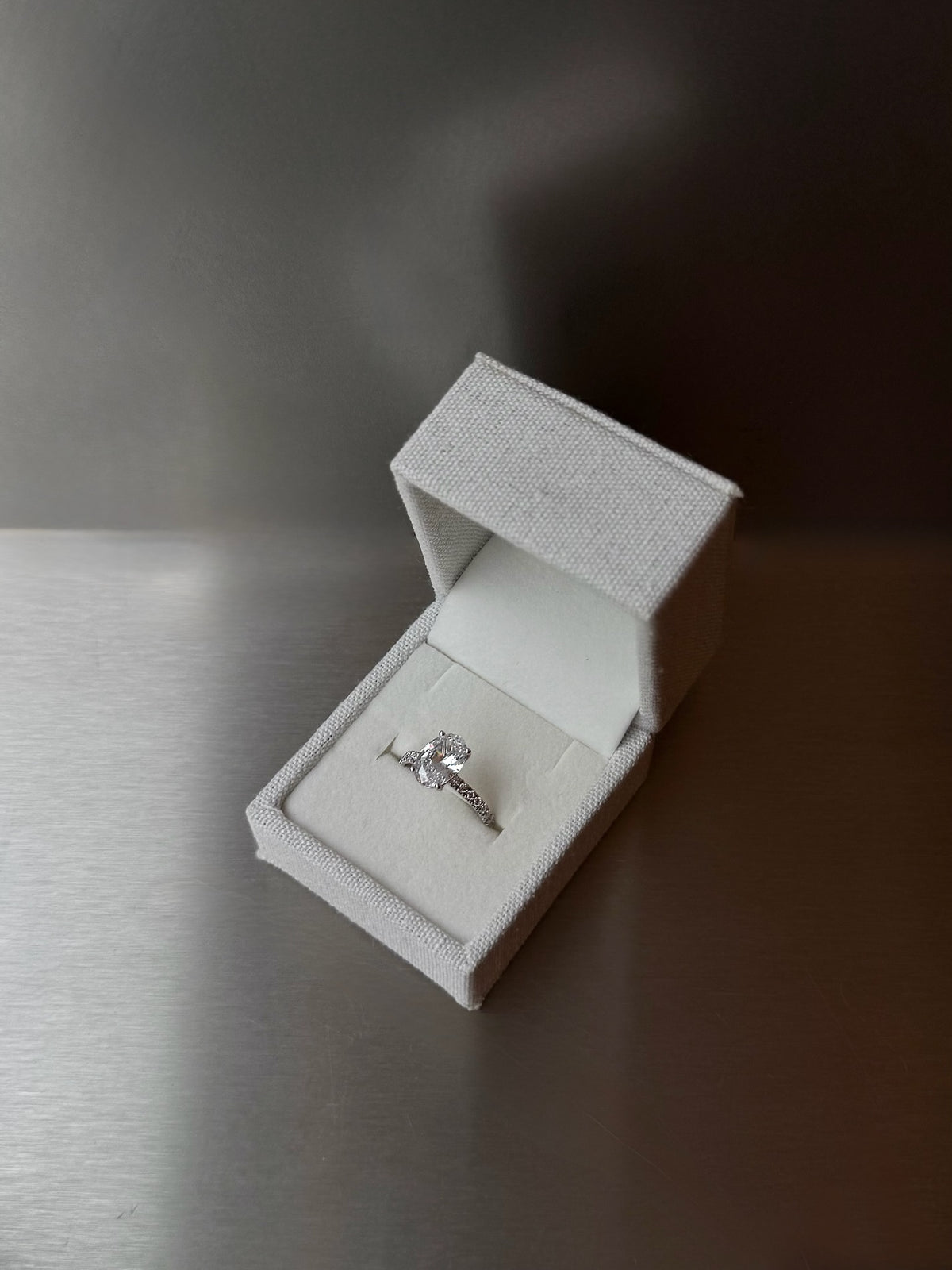 Oval Pavé Solitaire Diamond Ring - 14K White Gold (2.22 ct.)