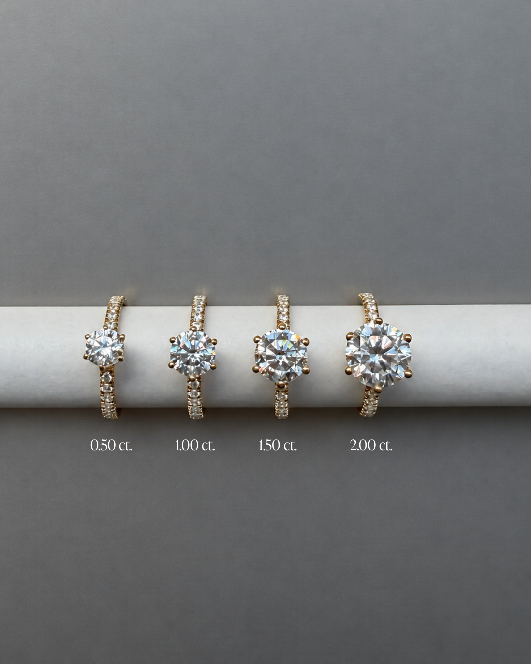 Round Pavé Solitaire Diamond Ring - 14K Yellow Gold (1.22 ct.)