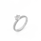 Round Pavé Solitaire Diamond Ring - 14K White Gold (0.72 ct.)
