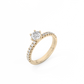 Round Pavé Solitaire Diamond Ring - 14K Yellow Gold (0.72 ct.)