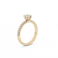 Round Pavé Solitaire Diamond Ring - 14K Yellow Gold (0.72 ct.)