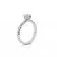 Round Pavé Solitaire Diamond Ring - 14K White Gold (0.72 ct.)