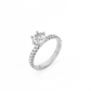 Round Pavé Solitaire Diamond Ring - 14K White Gold (1.22 ct.)