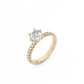 Round Pavé Solitaire Diamond Ring - 14K Yellow Gold (1.22 ct.)