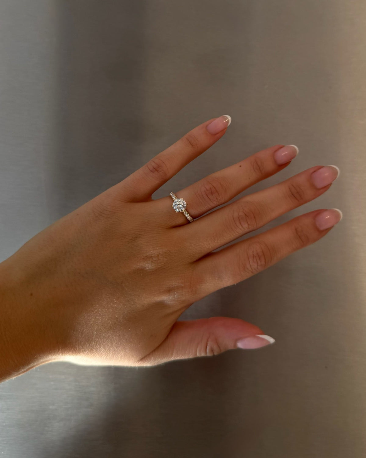 Round Pavé Solitaire Diamond Ring - 14K Yellow Gold (1.22 ct.)