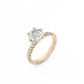 Round Pavé Solitaire Diamond Ring - 14K Yellow Gold (1.72 ct.)