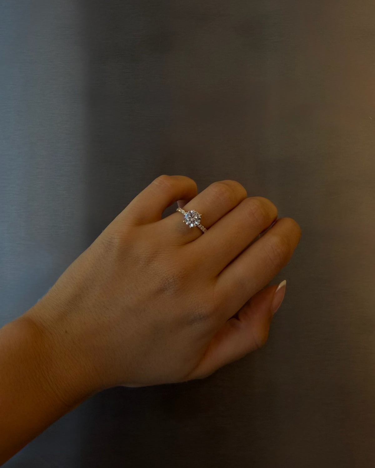 Round Pavé Solitaire Diamond Ring - 14K White Gold (1.72 ct.)