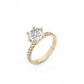 Round Pavé Solitaire Diamond Ring - 14K Yellow Gold (2.22 ct.)