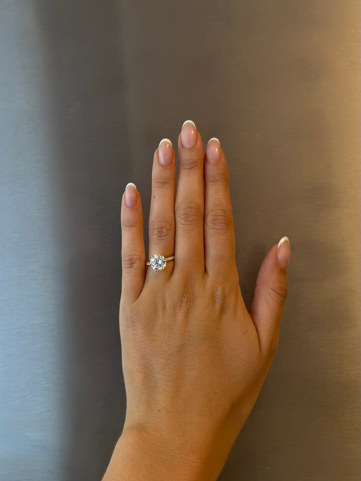 Round Pavé Solitaire Diamond Ring - 14K Yellow Gold (2.22 ct.)