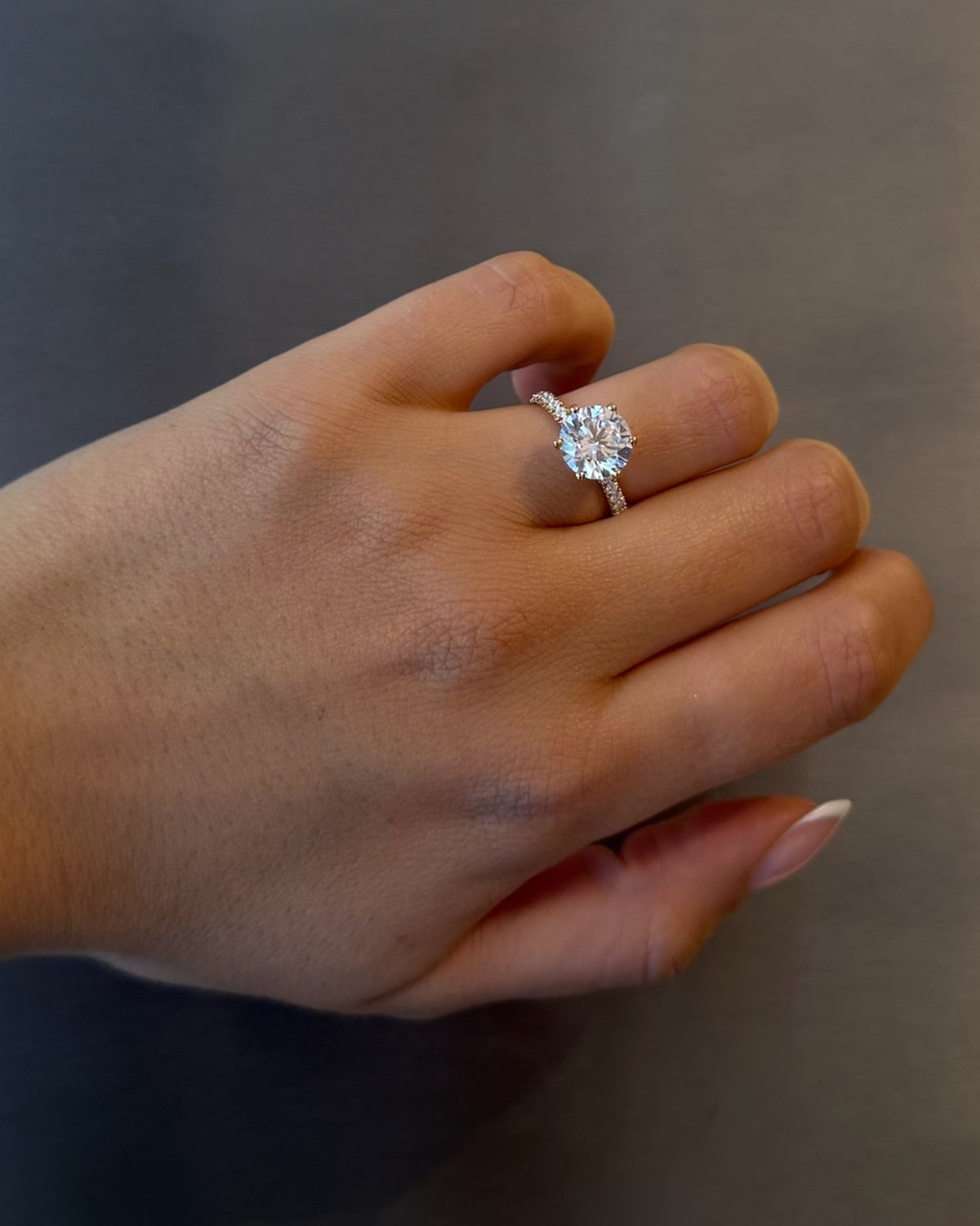 Round Pavé Solitaire Diamond Ring - 14K Yellow Gold (2.22 ct.)