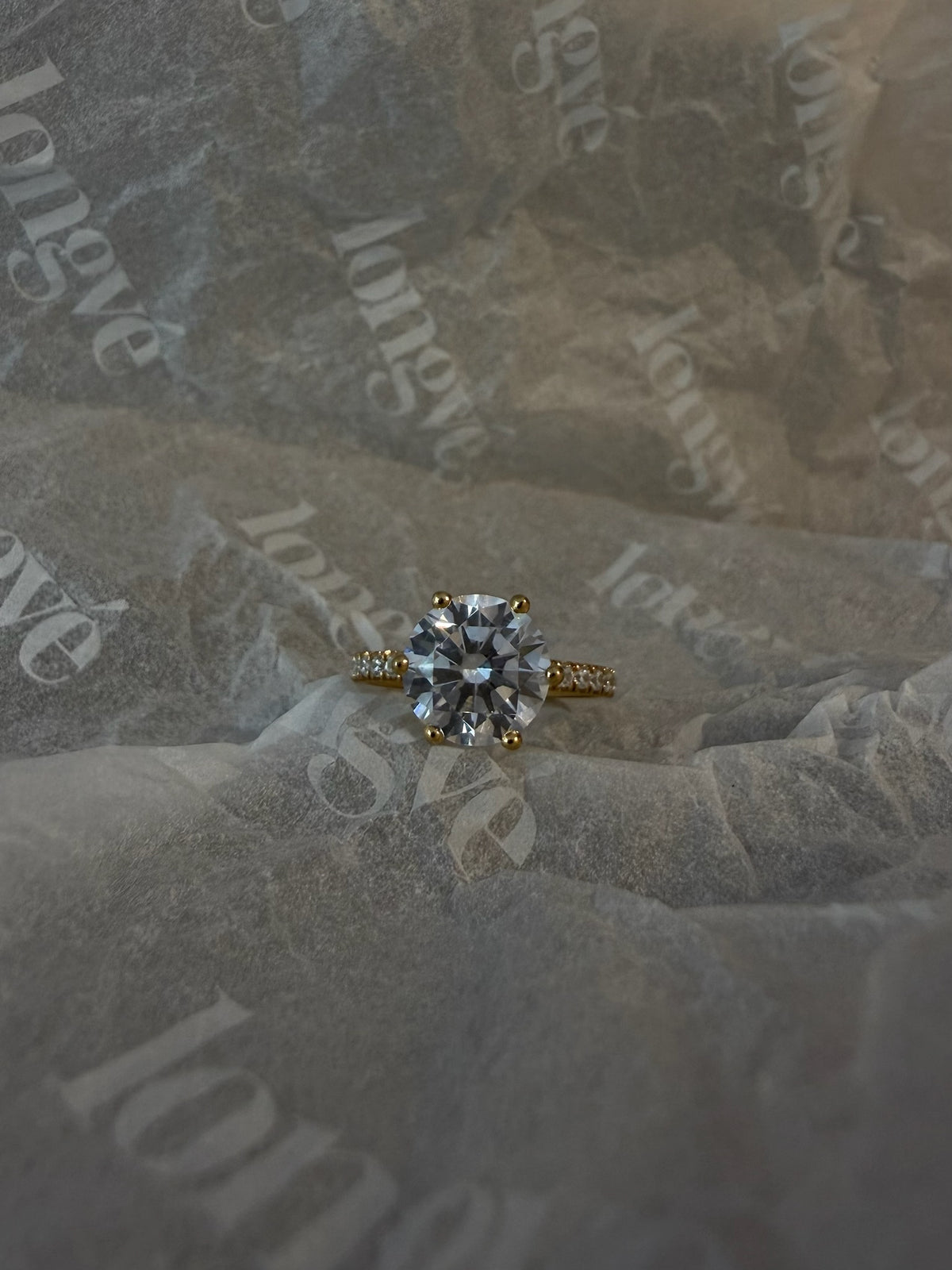 Round Pavé Solitaire Diamond Ring - 14K Yellow Gold (2.22 ct.)