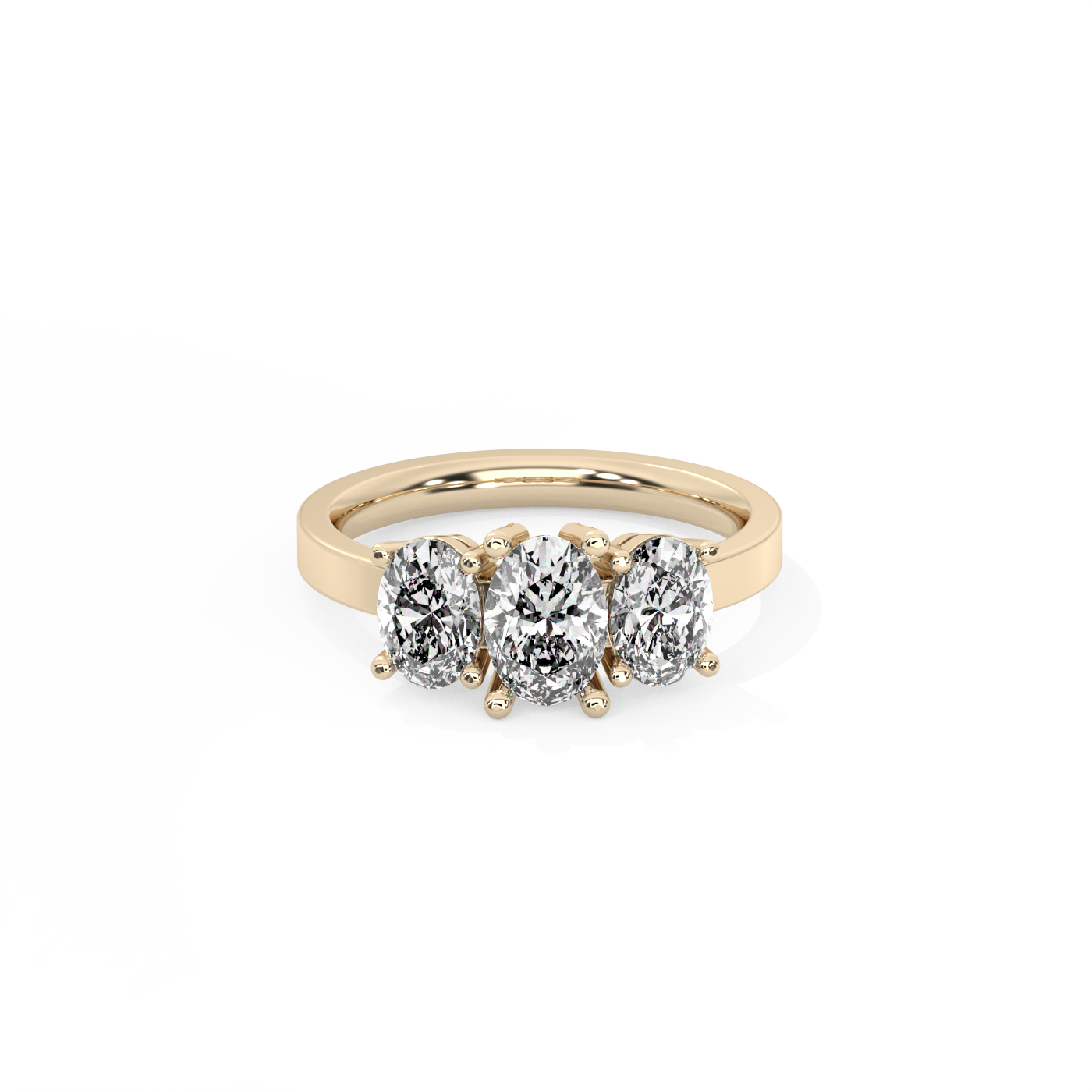 Oval Trilogy Lab-grown Diamond Ring - 14K Yellow Gold (1.7 ct.)