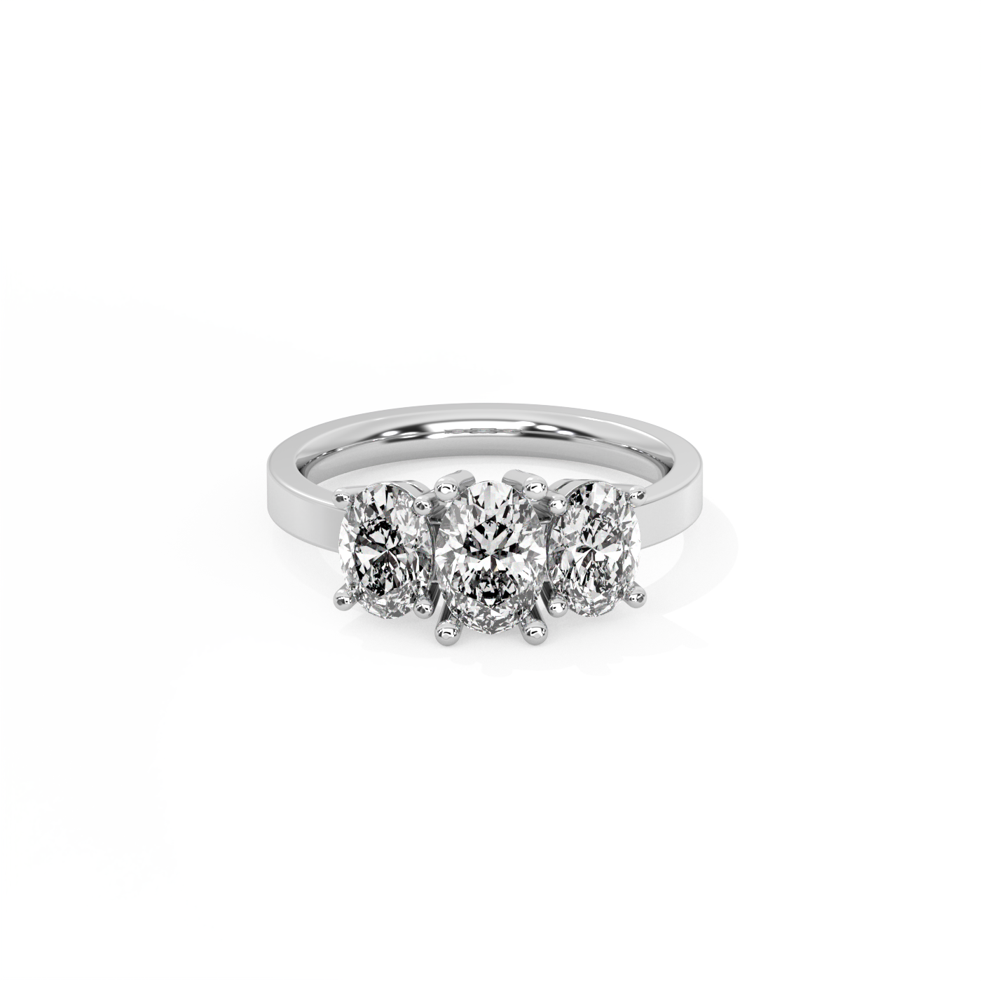 Oval Trilogy Diamond Ring - 14K White Gold (1.7 ct.)