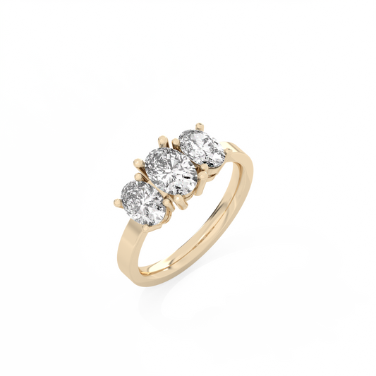 Oval Trilogy Lab-grown Diamond Ring - 14K Yellow Gold (1.7 ct.)