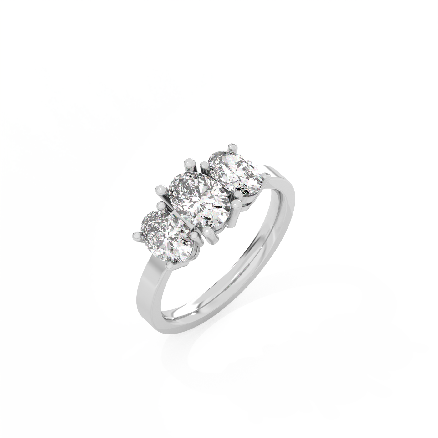 Oval Trilogy Diamond Ring - 14K White Gold (1.7 ct.)