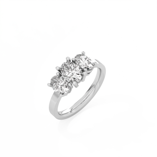 Oval Trilogy Lab-grown Diamond Ring - 14K White Gold (1.7 ct.)