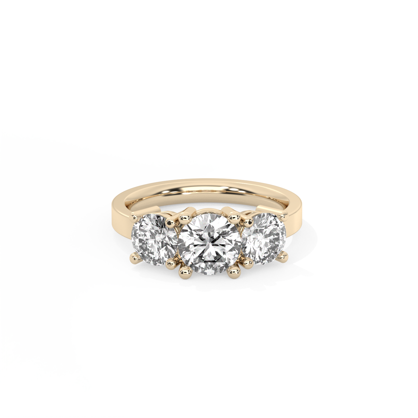 Round Trilogy Lab-grown Diamond Ring - 14K Yellow Gold (2.4 ct.)