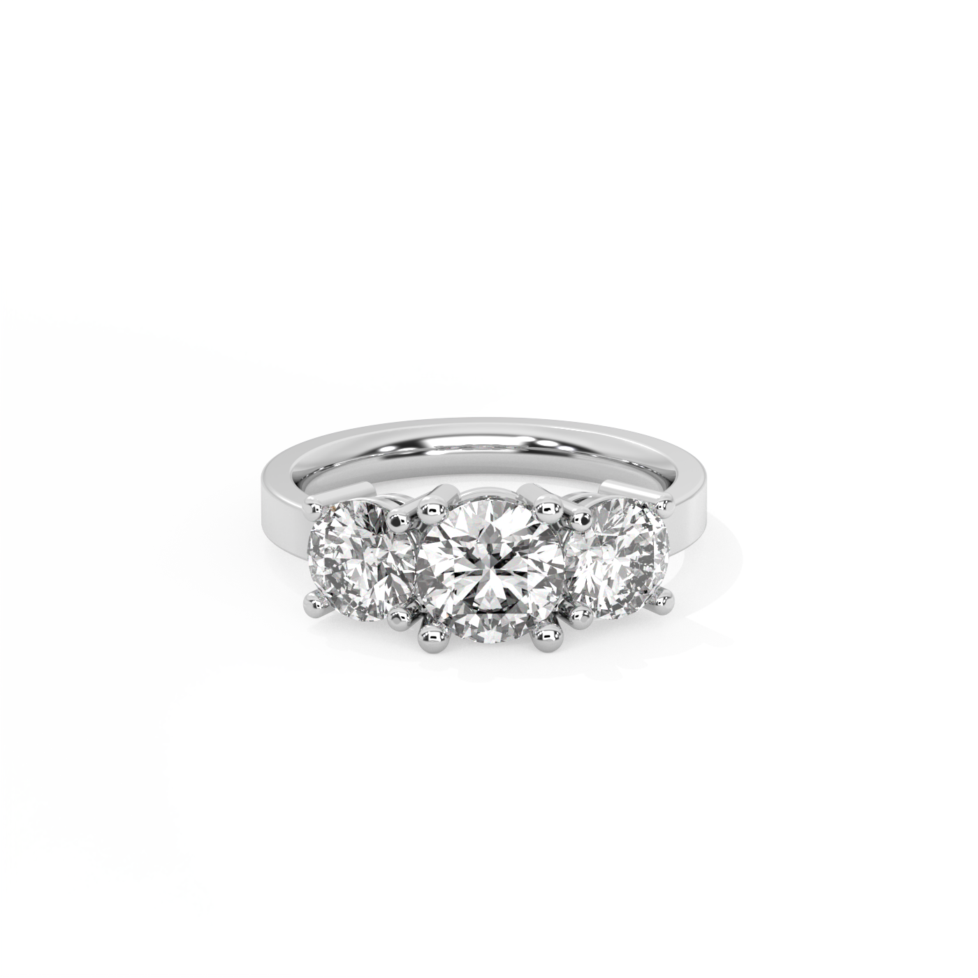 Round Trilogy Diamond Ring - 14K White Gold (2.4 ct.)