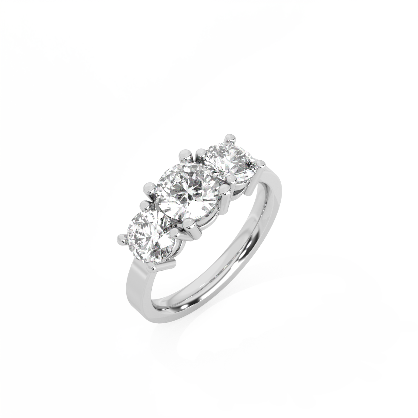 Round Trilogy Diamond Ring - 14K White Gold (2.4 ct.)