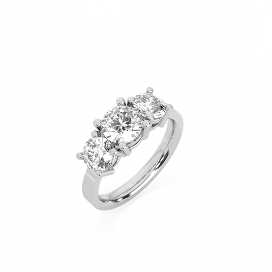 Round Trilogy Lab-grown Diamond Ring - 14K White Gold (2.4 ct.)