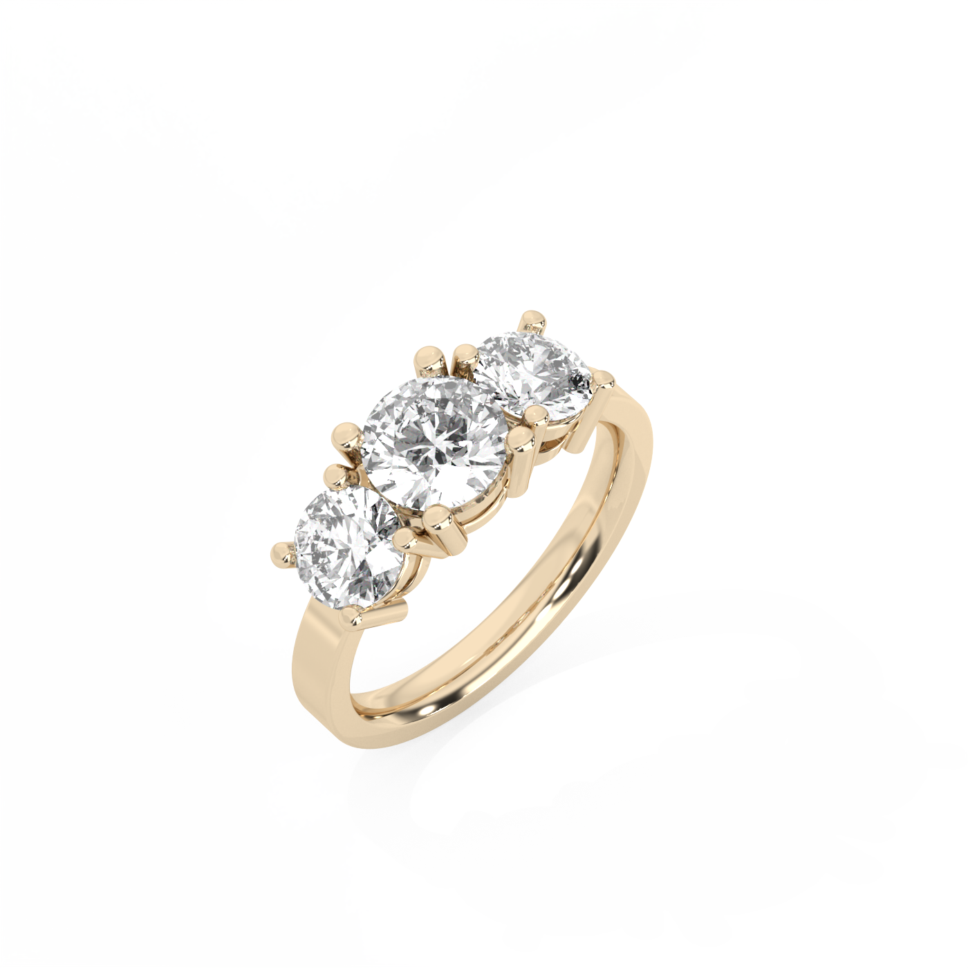 Round Trilogy Lab-grown Diamond Ring - 14K Yellow Gold (2.4 ct.)