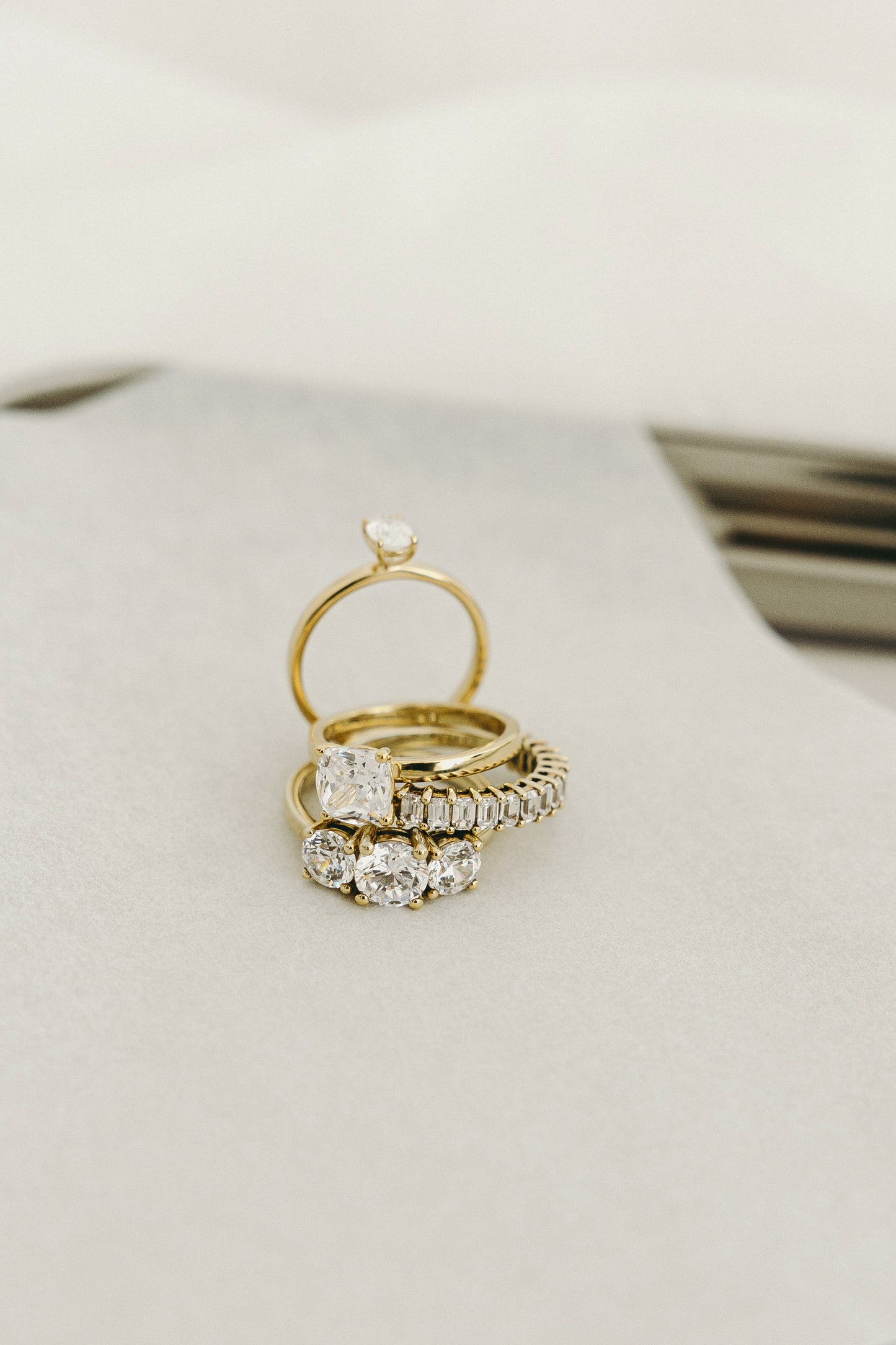 Round Trilogy Lab-grown Diamond Ring - 14K Yellow Gold (2.4 ct.)