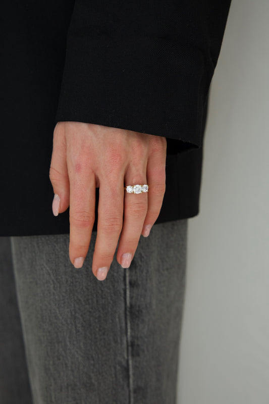 Round Trilogy Lab-grown Diamond Ring - 14K Yellow Gold (2.4 ct.)