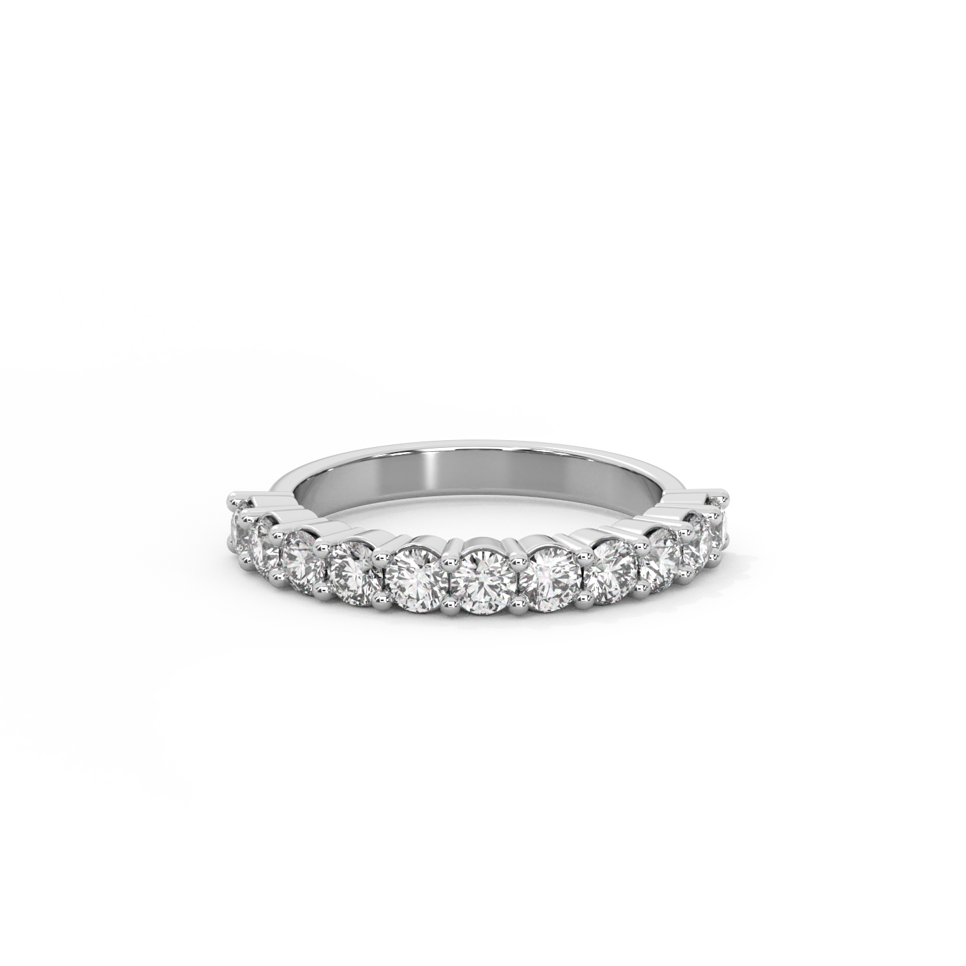 Large Round Prong Eternity Diamond Ring - 14K White Gold (1.1 ct.)