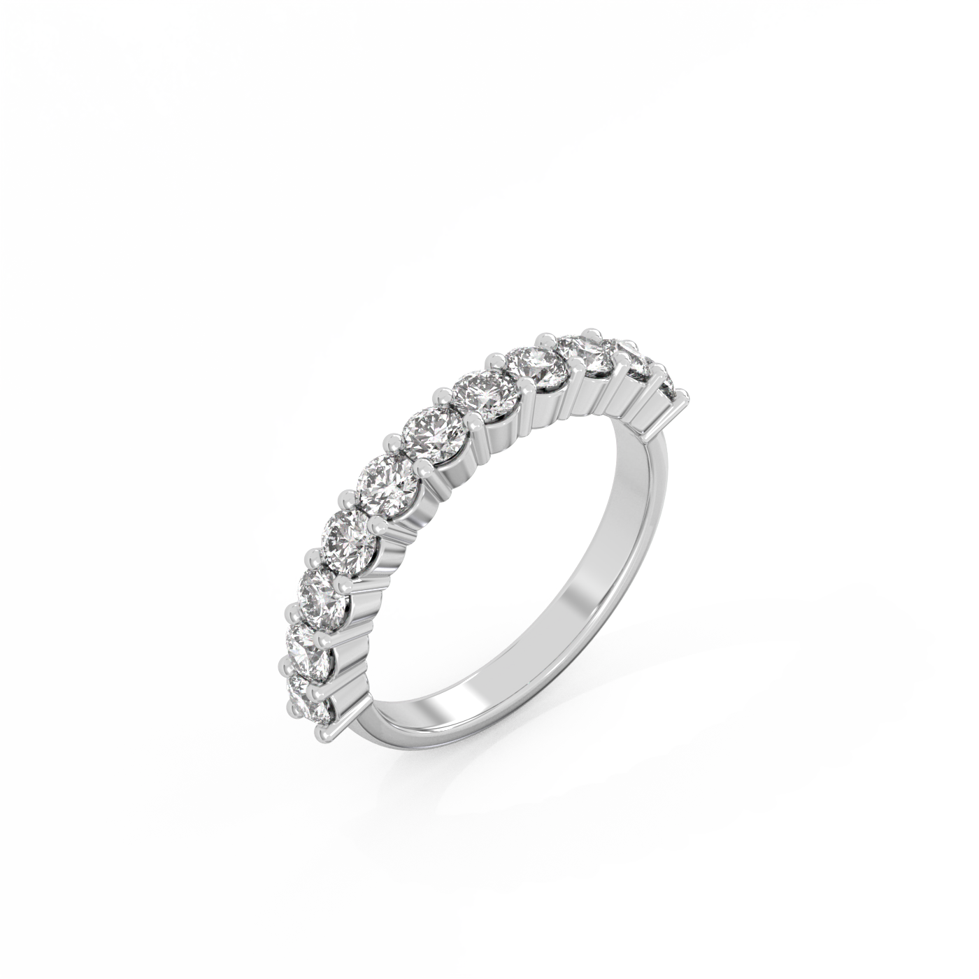 Large Round Prong Eternity Diamond Ring - 14K White Gold (1.1 ct.)