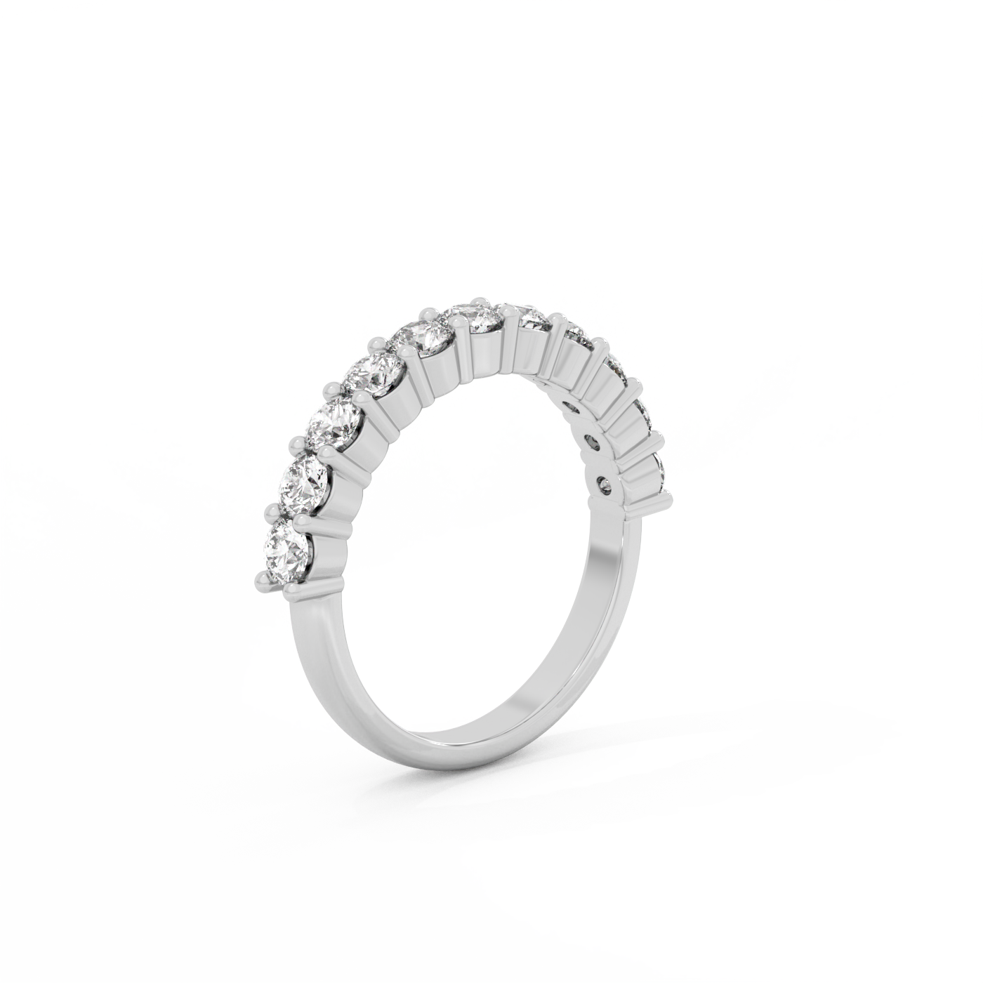 Large Round Prong Eternity Diamond Ring - 14K White Gold (1.1 ct.)