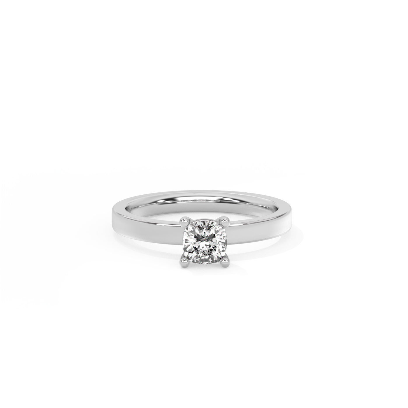 Cushion Solitaire Diamond Ring - 14K White Gold (0.5 ct.)