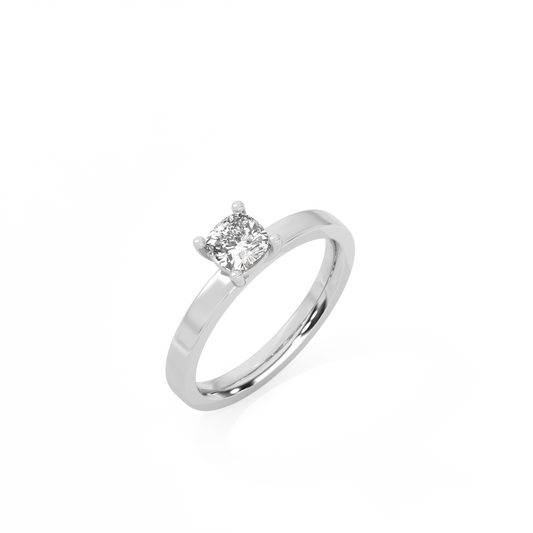 Cushion Solitaire Lab-grown Diamond Ring - 14K White Gold (0.5 ct.)