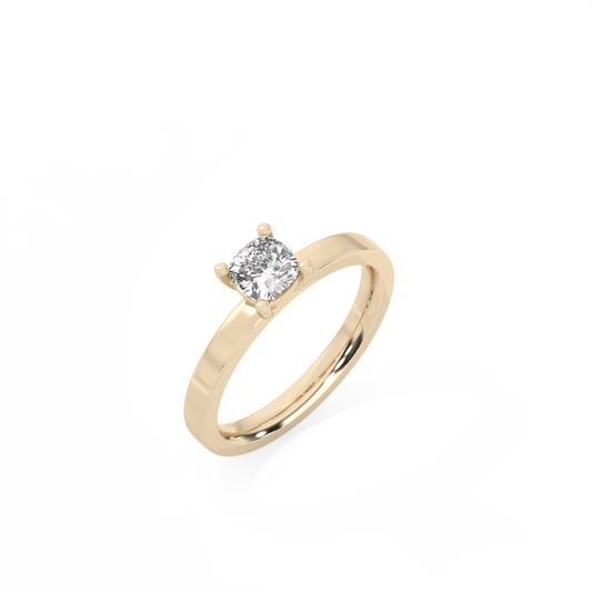 Cushion Solitaire Lab-grown Diamond Ring - 14K Yellow Gold (0.5 ct.)