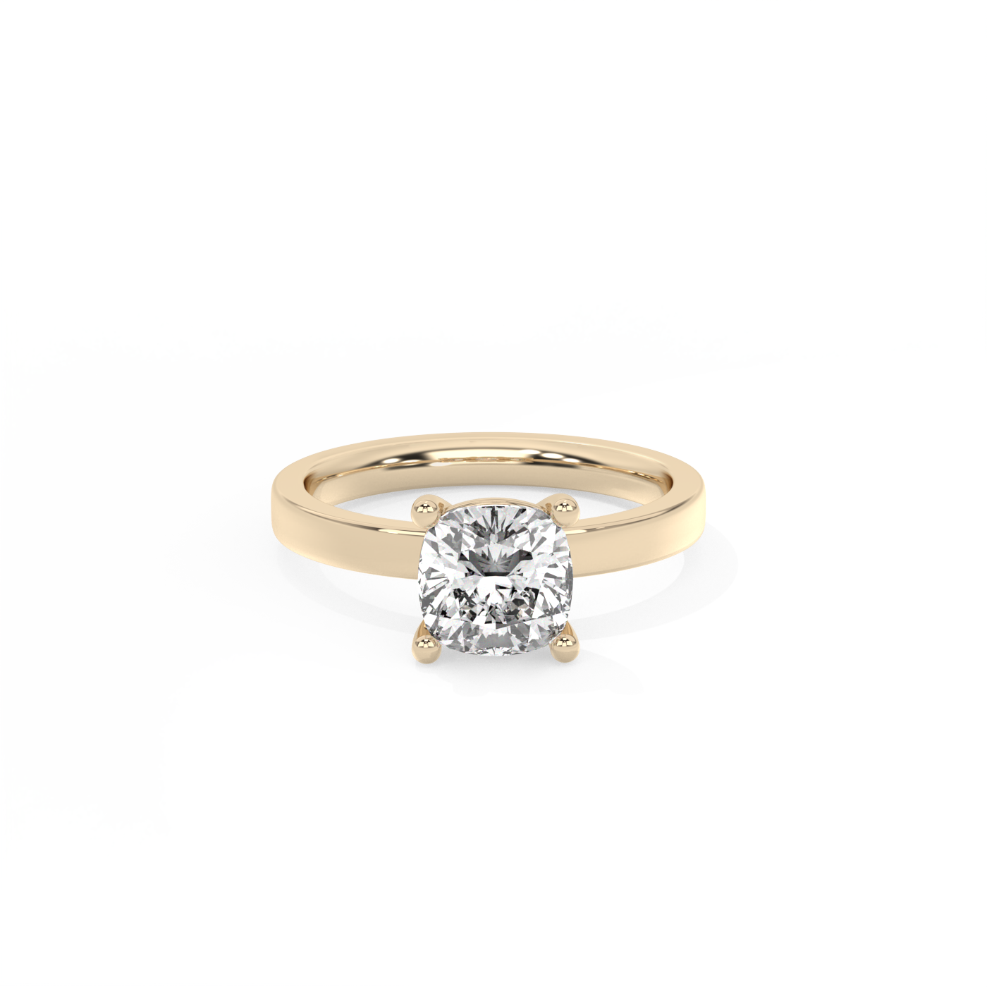 Cushion Solitaire Lab-grown Diamond Ring - 14K Yellow Gold (1.5 ct.)