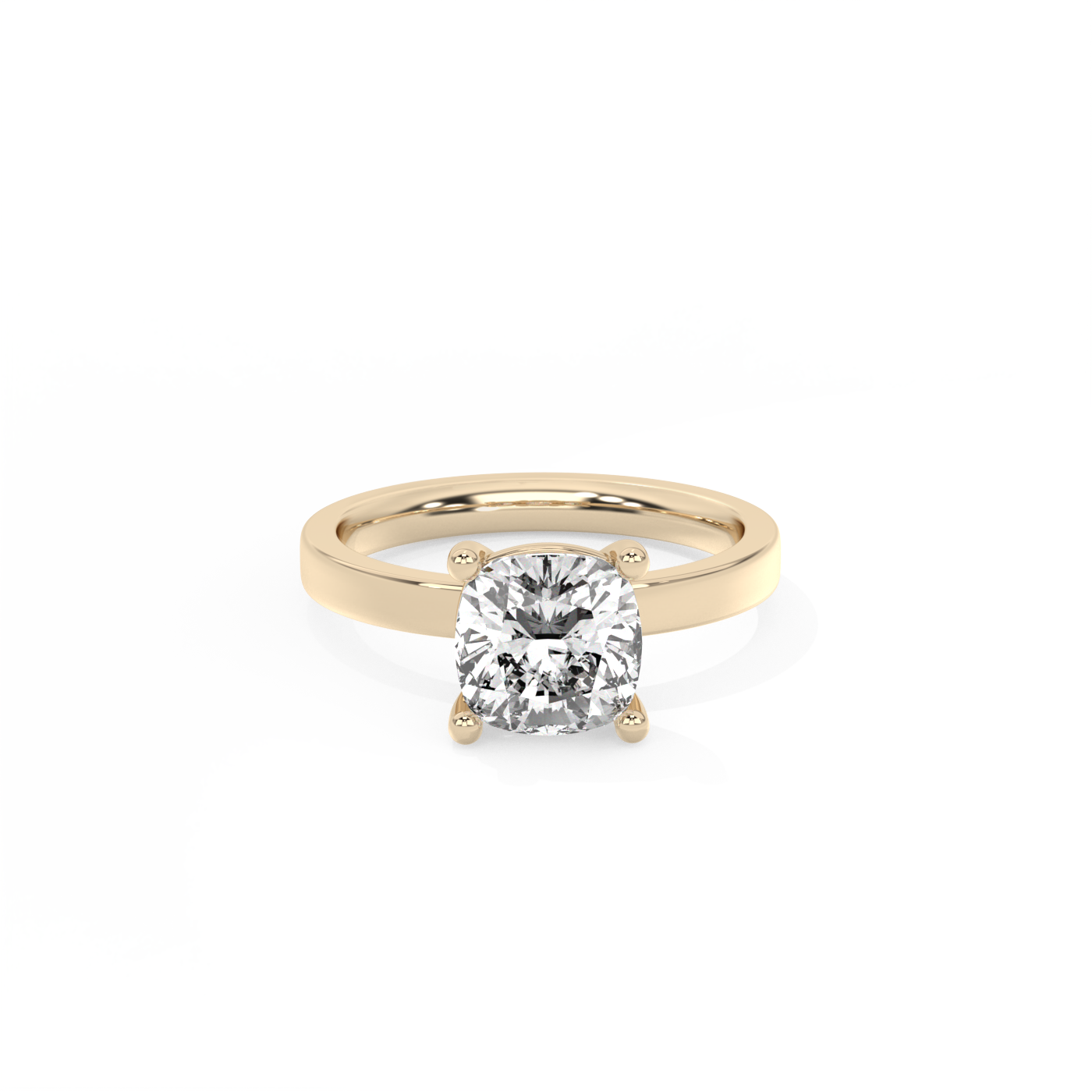 Cushion Solitaire Lab-grown Diamond Ring - 14K Yellow Gold (2 ct.)