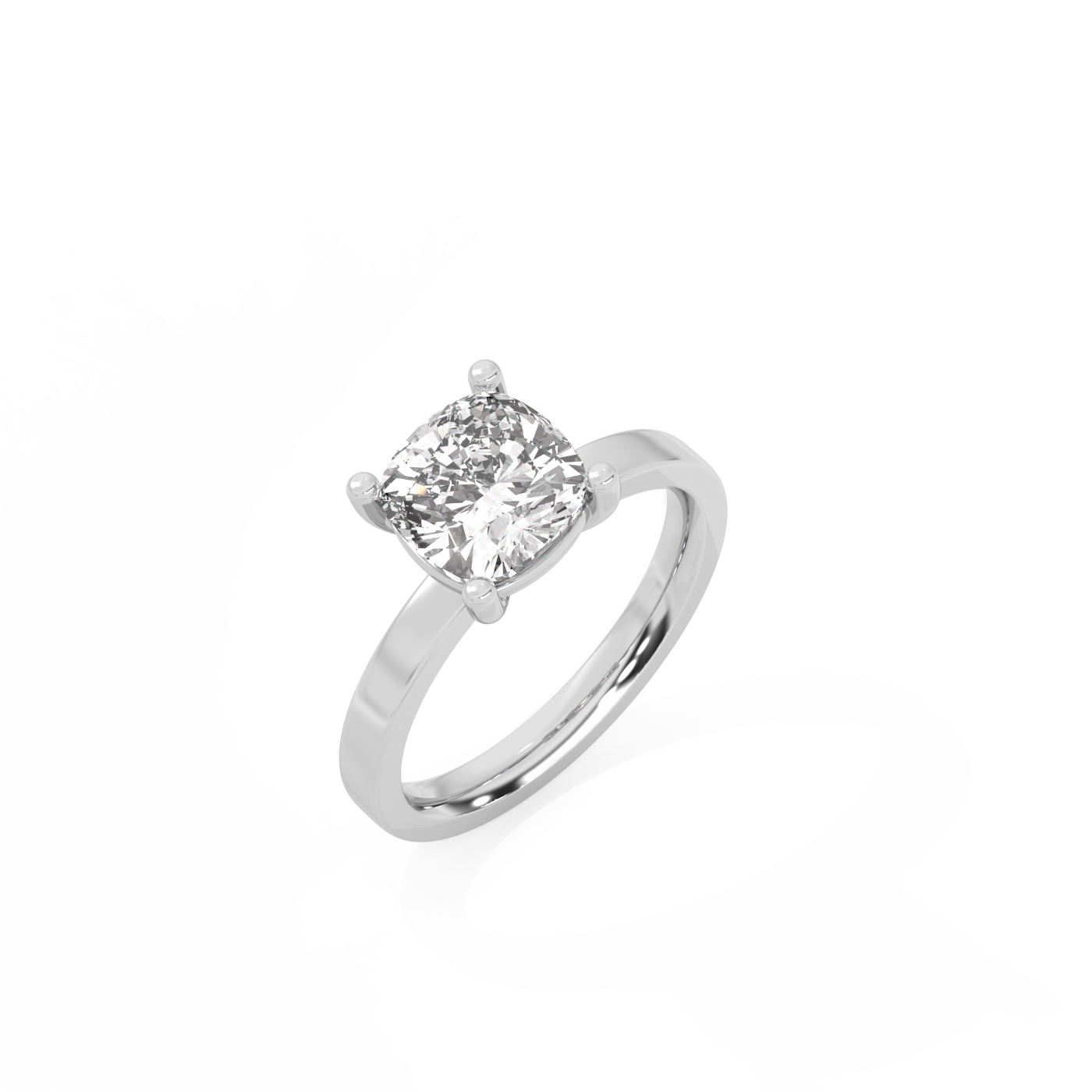 Cushion Solitaire Lab-grown Diamond Ring - 14K White Gold (2 ct.)