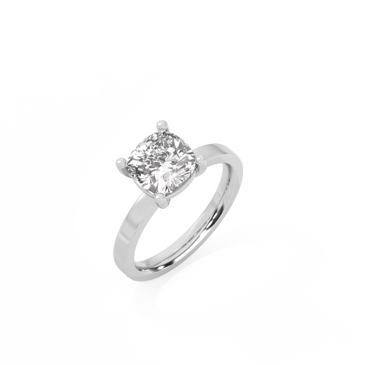 Cushion Solitaire Lab-grown Diamond Ring - 14K White Gold (2 ct.)