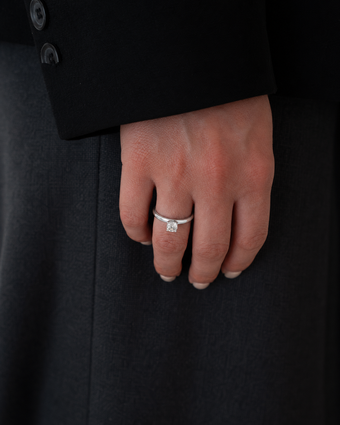 Cushion Solitaire Diamond Ring - 14K White Gold (0.5 ct.)